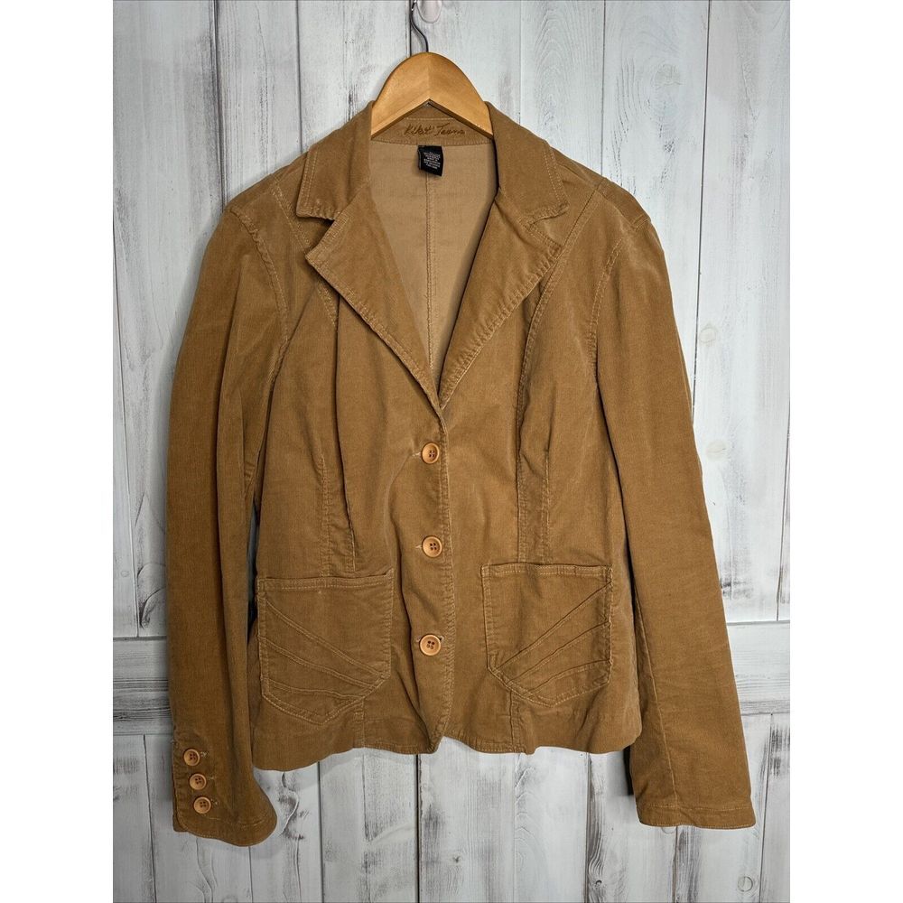 Vintage Kikit Jeans Brown Tan Corduroy Button‎ Front Blazer Jacket Women's Large